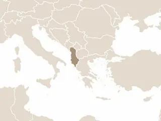 Albánia elhelyezkedése Európában