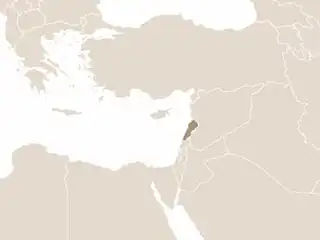 Libanon elhelyezkedése a Közel-Keleten