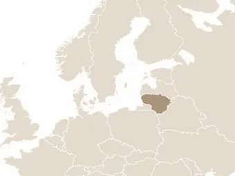 Litvánia elhelyezkedése Lettországtól délre