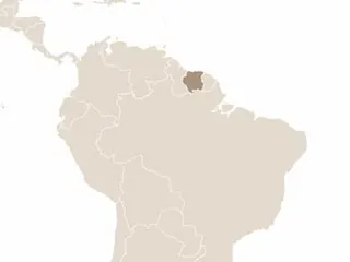 Suriname elhelyezkedése Dél-Amerikában