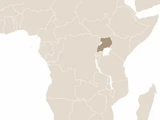 Uganda elhelyezkedése Kelet-Afrikában