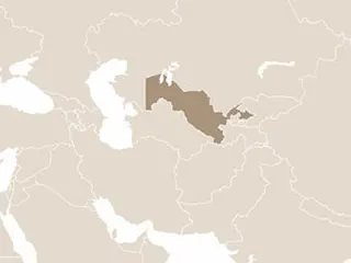 Üzbegisztán elhelyezkedése Közép-Ázsiában